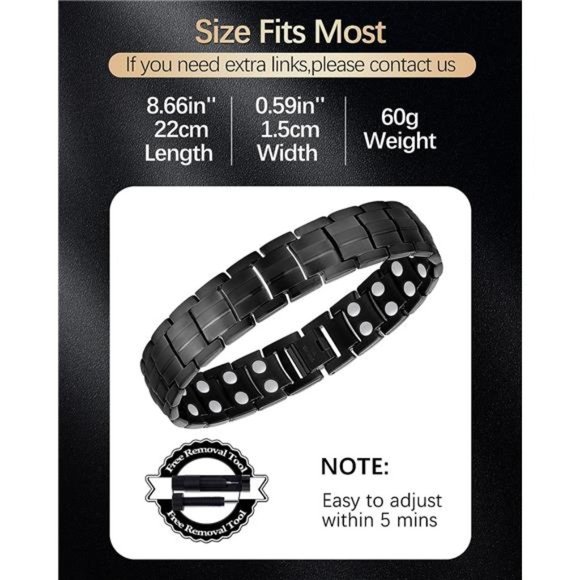 Magnetic Bracelets for Men - Ultra Titanium Steel Men's Bracelet + Remove Tool - Picture 3 of 6